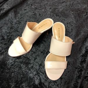 Coach Cream sandals sz 5, 2” heels